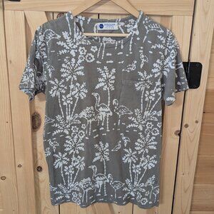 Industry Of All Nations T Shirt Size XS 100% Cotton Natural Dye Flamingo Print